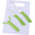 Pradel excellence planche + 2 couteaux + eplucheur blanc et anis