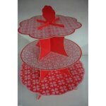 Prsentoir a cupcakes - non spcifi - 3 etages - rouge - rutilisable - montage facile