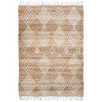 Primi losanges - tapis en chanvre avec motifs losanges en laine �paisse naturel 120 x 170 cm beige