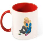 Princesse poupee cheveux longs dores robe bleue couleur tasse a cafe, tasse en ceramique 330 ml, cadeau ...