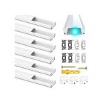 Profil led aluminium chesbung forme en u blanc lot de 6 pi�ces 1 m cache pc diffuseur compat rubans 3528 ...