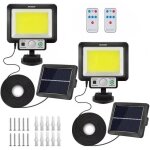 Projecteur solaire monzer ext�rieur 6000k, d�tecteur mouvement, recharge solaire / usb, 117 leds 3000lm ...