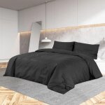 Prolenta premium - ensemble de housse de couette noir 240x220 cm coton