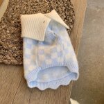 Pull a carreaux en cachemire pour chien et chat, vtement a revers, mignon, adapt aux animaux de compagnie, ...