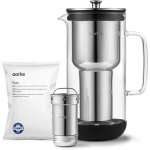 Purifier, carafe filtrante 1, 2 l / 5 tasses en verre et acier inoxydable  avec un sac de recharge de ...