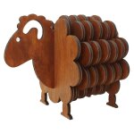 Puzzle 3d forme mouton, sous - verres en bois pour boissons, brun foncé Puzzle 3d forme mouton, sous - verres en bois pour boissons, brun foncé