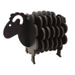 Puzzle 3d forme mouton, sous - verres en bois pour boissons, noir