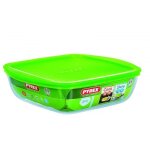 Pyrex - plat carr� en verre avec couvercle 2, 2l - 212p000 / 6145