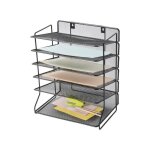 Q - connect corbeille � courrier - maille m�tallique - 5 trieurs - 32. 5x23x39cm - noir