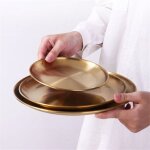 Queplates - assiette a dessert dor�e de style europ�en, plats de service de cuisine, assiette ronde a ...