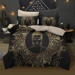 R��tro myst��rieux oriental bouddha statue housse de couette bouddhisme culture zen cr��atif noir d'or ...