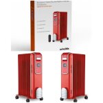 Radiateur  bain d'huile digital vintage rouge 2000w 9 colonnes 3 rglages de chaleur thermostat rglable ...