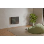 Radiateur lectrique fixe  inertie sche cramique faade en verre 1000w bestherm iris horizontal noir ...