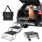 Rampe pour animaux de compagnie pour vhicules - vevor - escalier large pliable a 4 marches pour chiens ...