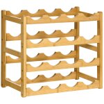 Range - bouteilles - rack a bouteilles - 4 niveaux 16 bouteilles - bois de bambou verni