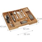 Range - couverts en bambou, extensible, entre 6 et 8 compartiments, 2 blocs a couteaux, hlp : 5x32x43 ...