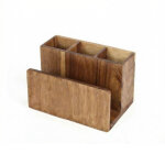 Range - couverts avec porte - serviettes bambou naturel 4 compartiments pour cuisine cheffinger marron ...