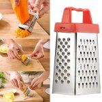 R�pe multifonctionnelle a quatre c�t�s en acier inoxydable, pour fromage, ail, gingembre, l�gumes, outils ...