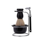 Rasoirs lames 4 en 1 ensemble de rasoir manuel pour hommes support de support en acier inoxydable pour ...
