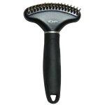 R�teau pour chien et chat - wouapy - peigne d�m�lant - poign�e ergonomique - dents douces - noir