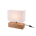 Reality woody lampe de table moderne woody avec abat - jour rectangulaire, abat - jour blanc de couleur ...