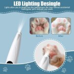 Rechargeable electric dog paw clipper, low noise shaver for dogs, cats, with led light for trimming dog ...