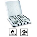 Réchaud gaz portable 4 feux kemper - 4650w - blanc laqué Réchaud gaz portable 4 feux kemper - 4650w - blanc laqué