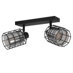 R�glette spot 2 lumi�res e27 40w eglo consaca noir l. 34 x h. 20. 5 cm