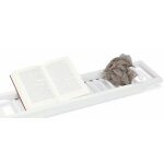 Relaxdays 10020927 plateau de baignoire blanc bambou