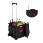 Relaxdays chariot de courses pliable poussette de march�, roulettes et couvercle chariot