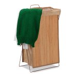 Relaxdays corbeille � linge bambou 40 l panier � linge pliable sac � linge anse pliant