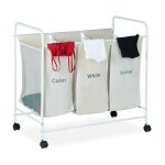Relaxdays panier � linge 3 compartiments, 100 litres corbeille � linge 3 bacs sac a linge