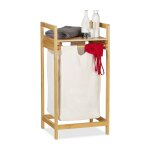 Relaxdays panier � linge bambou sac � linge 30 l amovible surface de rangement coffre � li