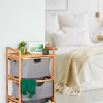 Relaxdays trieur � linge en bambou panier � linge etag�re 3 corbeilles sur l?�tag�re