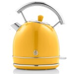Retro bouilloire, 1, 8 l, acier inoxydable sans bpa, r�sistance cach�e, sans fil 3000w jaune swan sk14630yeln ...