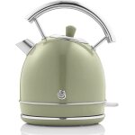 Retro bouilloire, 1, 8 l, acier inoxydable sans bpa, r�sistance cach�e, sans fil, 3000w, vert, swan, ...
