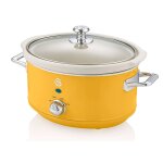 Retro mijoteuse 3, 5l po�le amovible en c�ramique antiadh�sive, crock - pot 200w jaune swan sf17021yeln ...