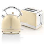 Retro set petit - d�jeuner bouilloire 1, 8l sans fil, grille - pain 2 larges tranches, 850w, cr�me, swan, ...