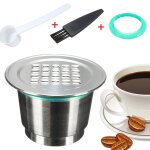 Réutilisable café capsule dosette inox + cuillère + brosse pr nespresso machine Réutilisable café capsule dosette inox + cuillère + brosse pr nespresso machine