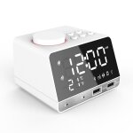 R�veil bluetooth radio fm enceinte haut - parleur double usb carte micro sd blanc yonis