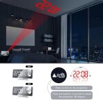 R�veil led avec projection radio fm temp�rature humidit� affichage miroir or blanc yonis