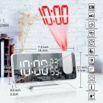 R�veil led avec projection radio fm temp�rature humidit� affichage miroir or noir + blanc yonis