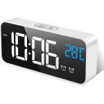 R�veil num�rique, horloge digitale r�veil matin miroir led grand ecran aver temp�rature / snooze / 2 ...