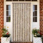 Rideau anti mouches marron fonc� et beige 90x200 cm chenille