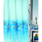 Rideau de douche - 180 x 200 cm - bleu - polyester - motif dauphin spirella