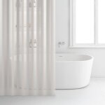 Rideau douche 180x200cm peva ray� blanc / beige