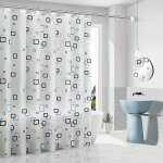 Rideau de douche anti - moisissure 200 x 180 cm avec anneaux, antibact�rien, sans lavage, pour salle ...