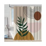 Rideau de douche beige 180 x 180 cm ¿ polyester hydrofuge, anti - moisissure et lavable pour une d�coration ...