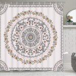 Rideau de douche boh�me mandala ¿ motif floral avec 12 crochets, imperm�able et facile d'entretien pour ...