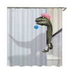 Rideau de douche dinosaure vibrant ¿ imperm�able, r�sistant � la moisissure, �cologique, comprend 12 ...